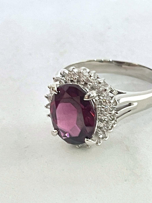 NO BRAND Rhodolite Garnet & Diamond Ring
