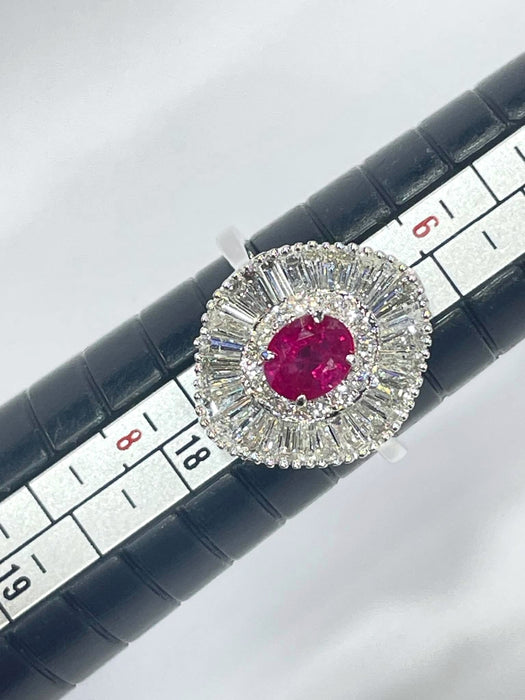 NO BRAND Ruby Baguette Diamond Ring