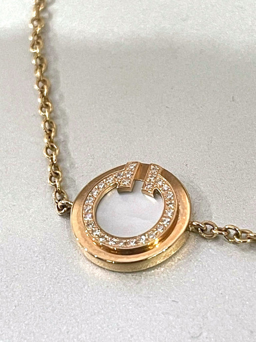 TIFFANY & CO. T-Two Circle Mother of Pearl Diamond Bracelet