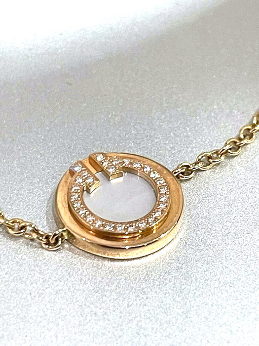 TIFFANY & CO. T-Two Circle Mother of Pearl Diamond Bracelet