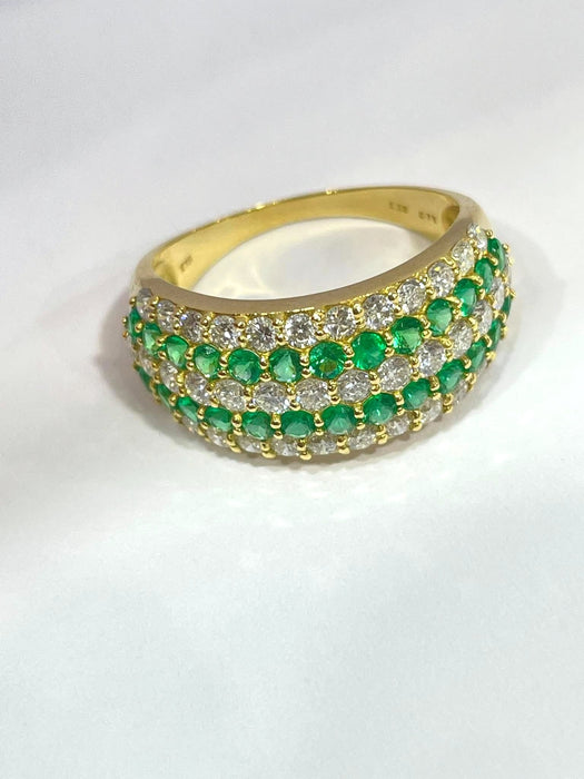 NO BRAND Emerald & Diamond Dome Ring