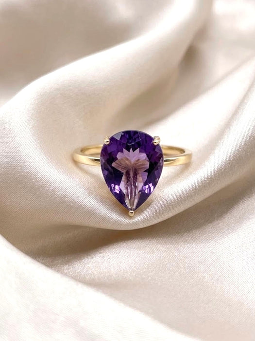 NO BRAND Amethyst Pear Shape Ring