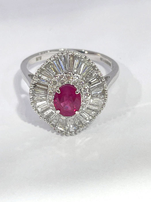 NO BRAND Ruby Baguette Diamond Ring