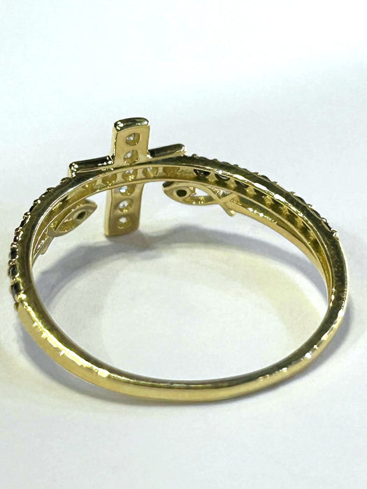 NO BRAND Cross & Fish Black & White Diamond Ring