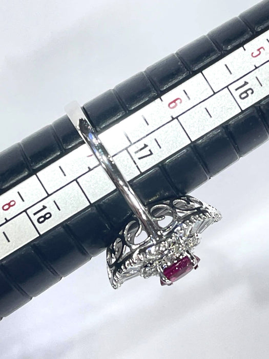 NO BRAND Ruby Baguette Diamond Ring
