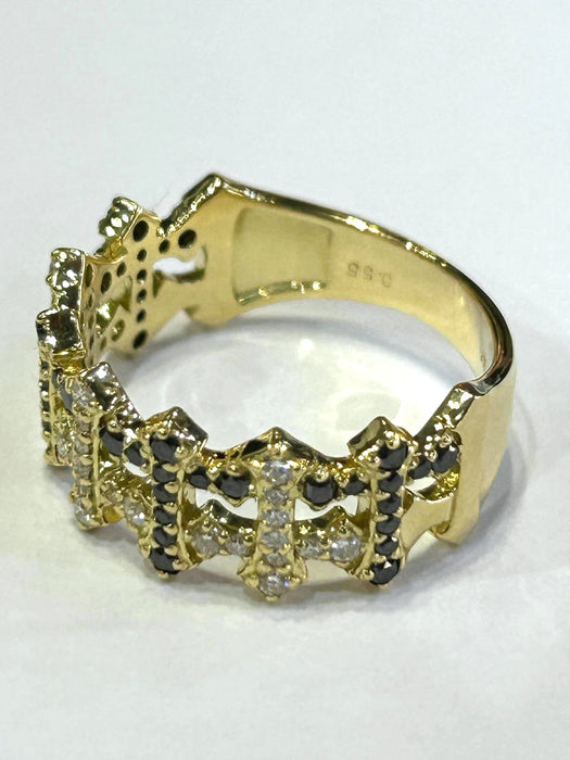 NO BRAND White & Black Cluster Diamond Ring