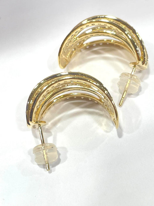 NO BRAND Baguette & Cluster Diamond Stud Earrings