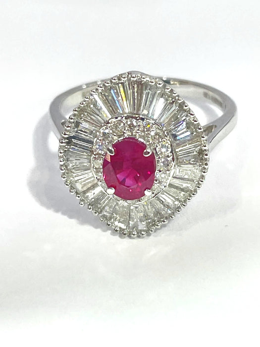 NO BRAND Ruby Baguette Diamond Ring