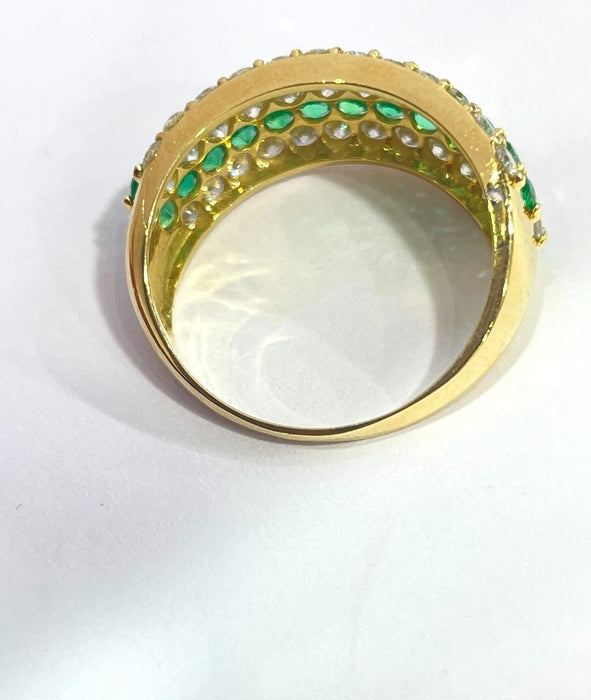 NO BRAND Emerald & Diamond Dome Ring