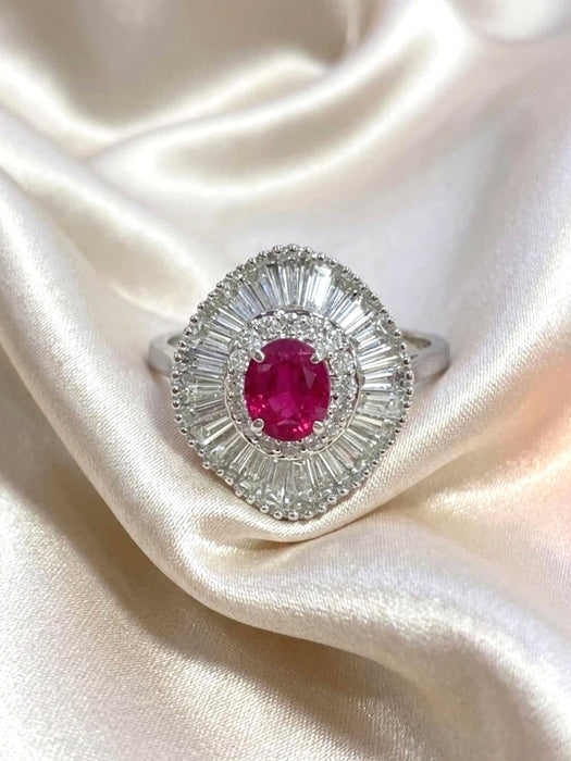 NO BRAND Ruby Baguette Diamond Ring