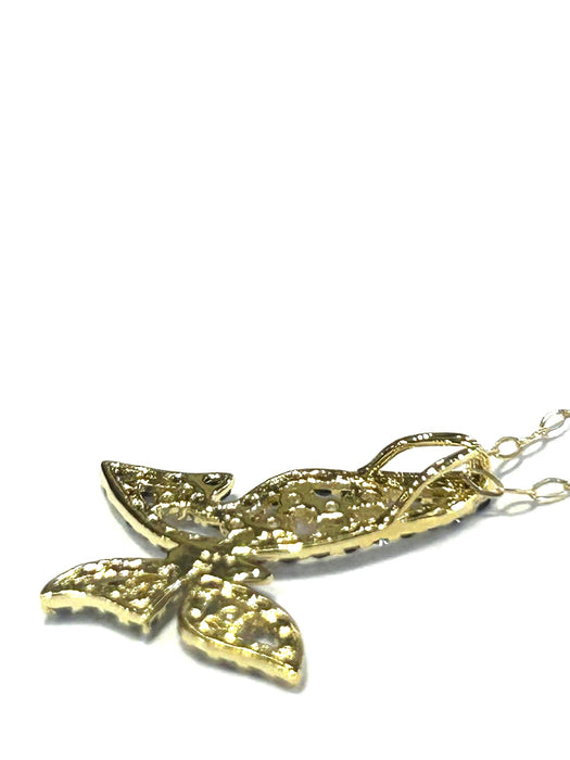 NO BRAND Butterfly Black & White Diamond Necklace
