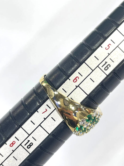 NO BRAND Emerald & Diamond Dome Ring