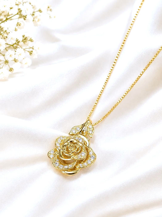 NO BRAND Rose Diamond Necklace