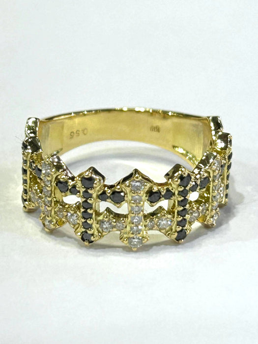 NO BRAND White & Black Cluster Diamond Ring