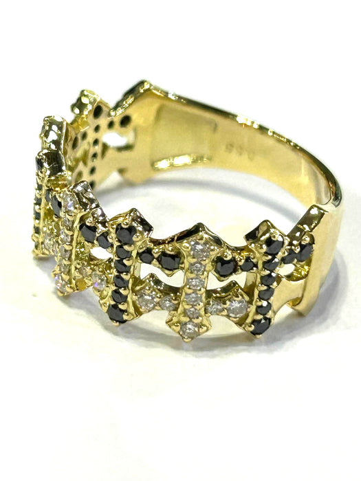 NO BRAND White & Black Cluster Diamond Ring