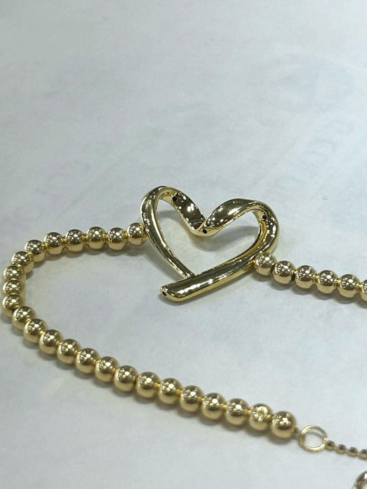NO BRAND Open Heart Beaded Chain Bracelet