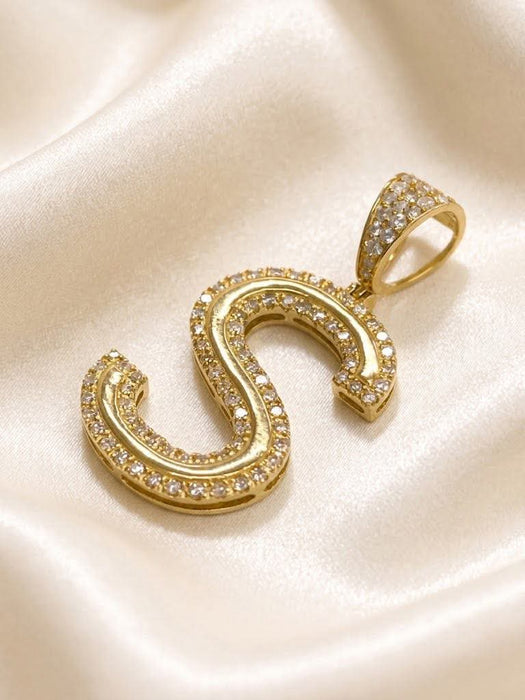 NO BRAND Initial S Diamond Top Pendant