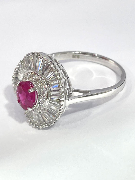 NO BRAND Ruby Baguette Diamond Ring