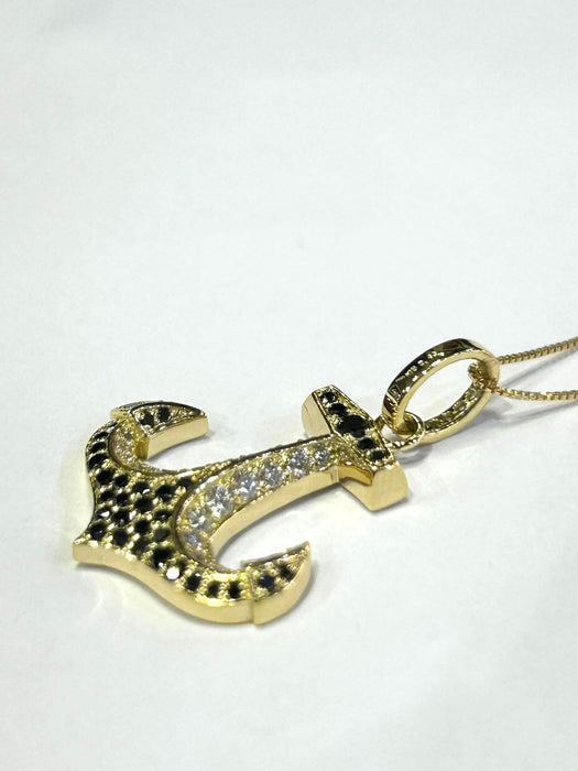 NO BRAND Anchor Black & White Diamond Necklace