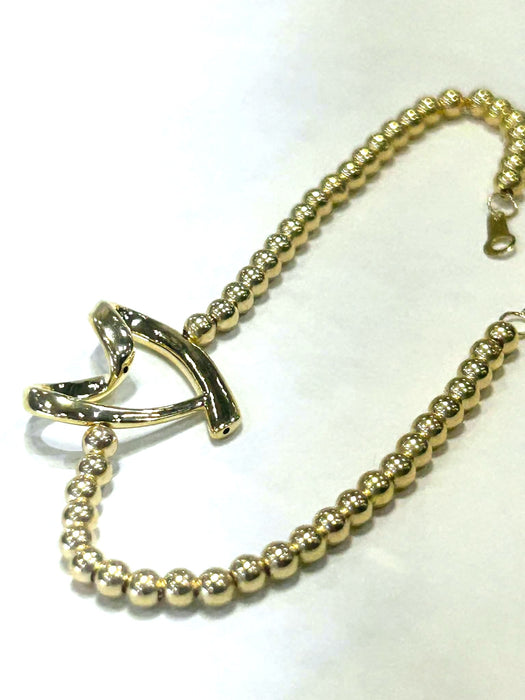 NO BRAND Open Heart Beaded Chain Bracelet
