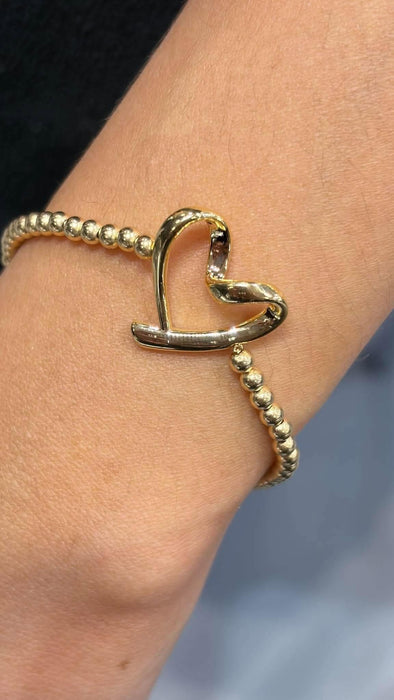 NO BRAND Open Heart Beaded Chain Bracelet