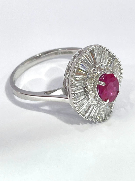NO BRAND Ruby Baguette Diamond Ring