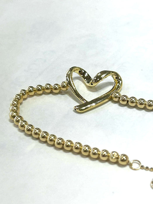 NO BRAND Open Heart Beaded Chain Bracelet