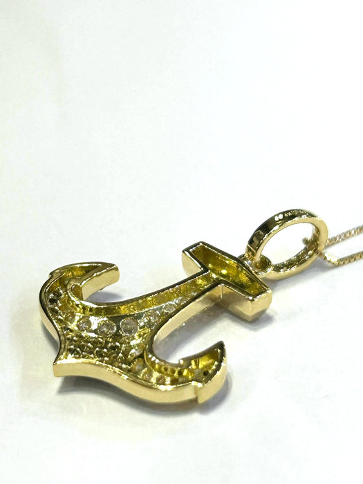 NO BRAND Anchor Black & White Diamond Necklace