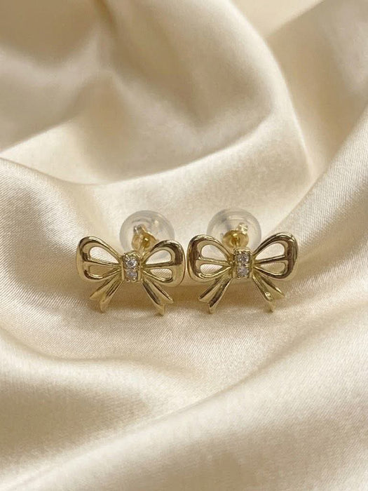 NO BRAND Ribbon Diamond Earrings