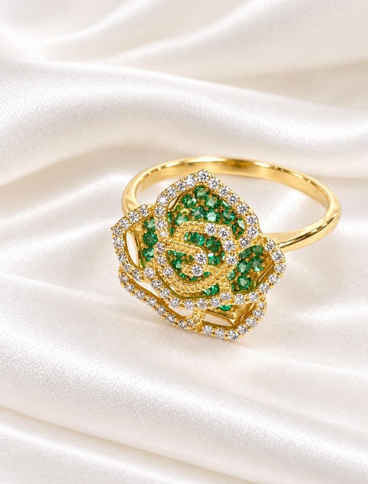 NO BRAND Camelia Emerald Diamond Ring