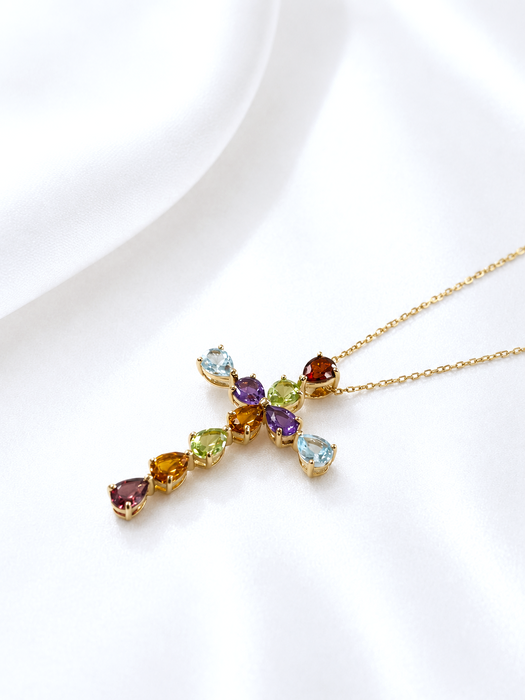 NO BRAND Multicolor Cross Necklace