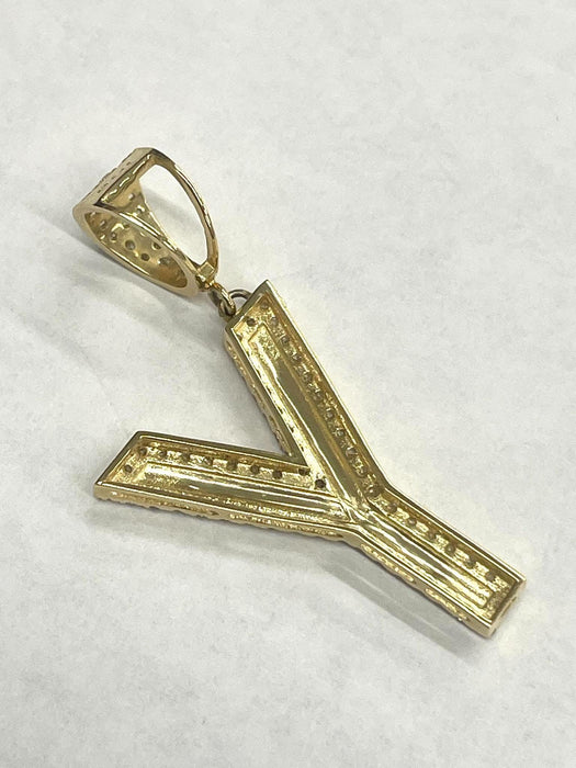 NO BRAND Initial Y Diamond Top Pendant