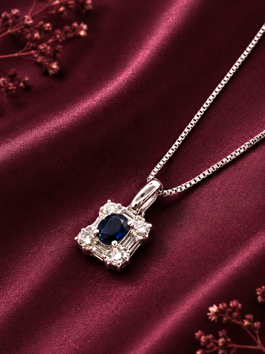 NO BRAND Sapphire Diamond Necklace