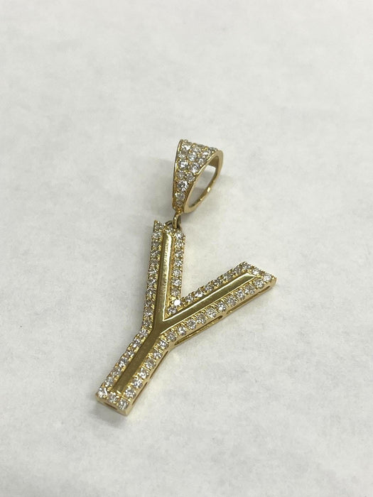 NO BRAND Initial Y Diamond Top Pendant