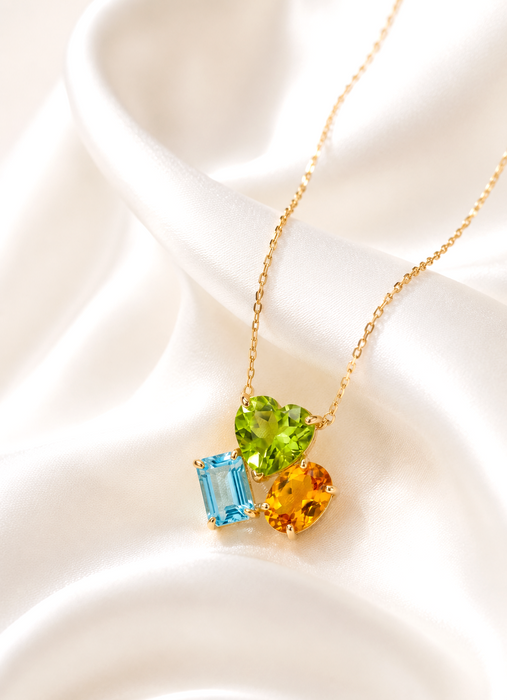 NO BRAND Multicolor 3P Stone Necklace