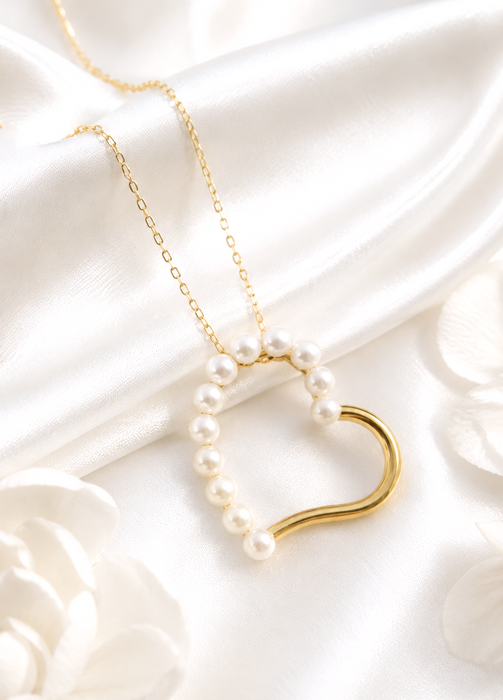 NO BRAND Heart Akoya Pearl Necklace