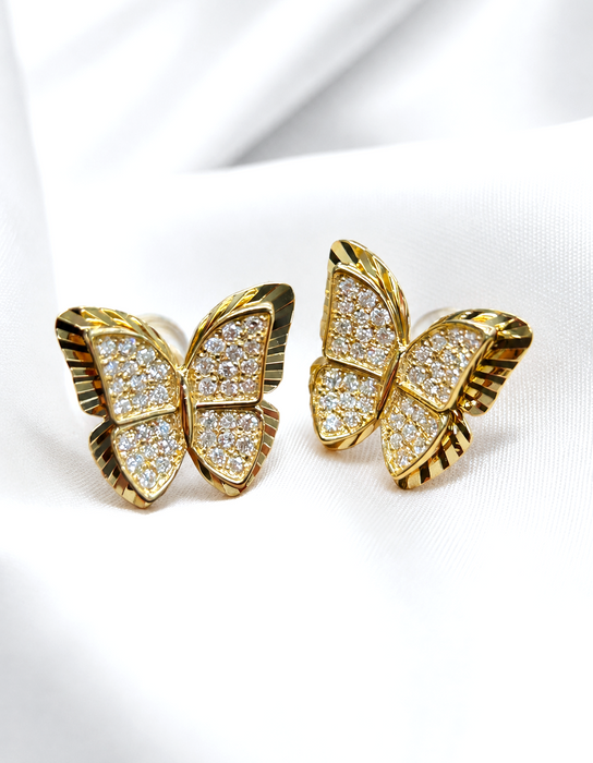 NO BRAND Butterfly Diamond Stud Earrings