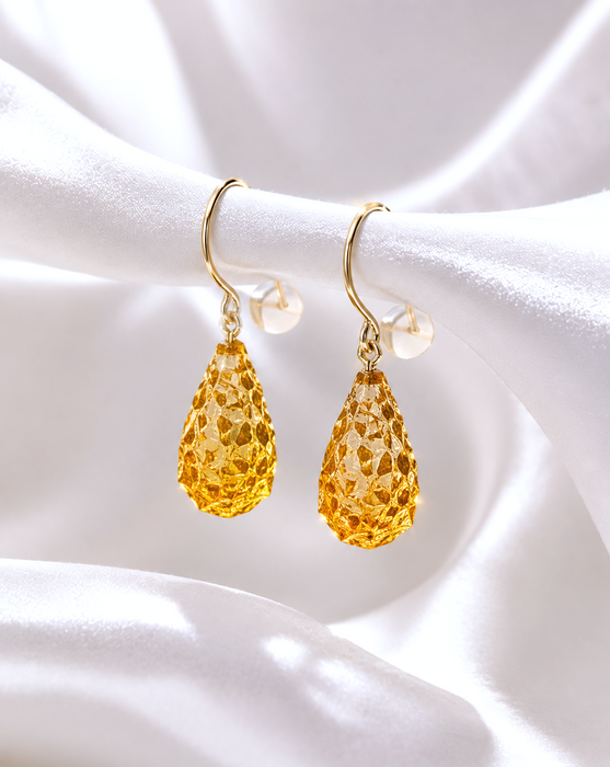 NO BRAND Citrine Pear Shape Drop Earrings