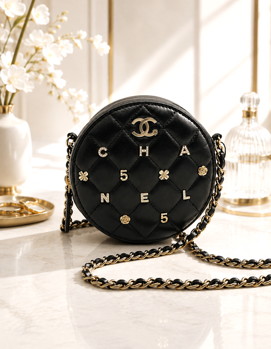 CHANEL Lucky Charms Lambskin Round Clutch Shoulder Bag