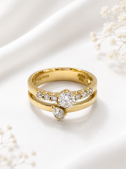 NO BRAND 2P Shaped Diamond Ring