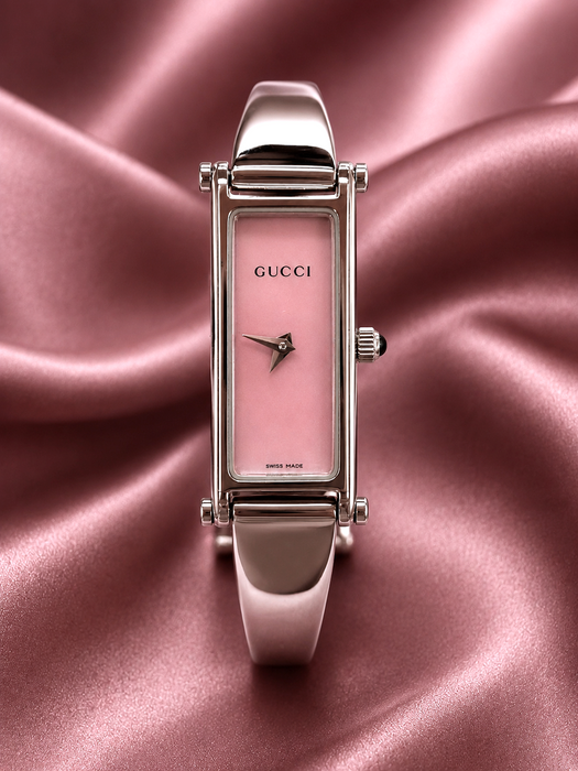 GUCCI Rectangular Pink Face Ladies Watch