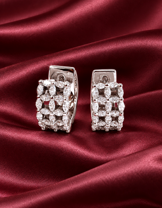 NO BRAND Cluster Diamond Huggie Earrings