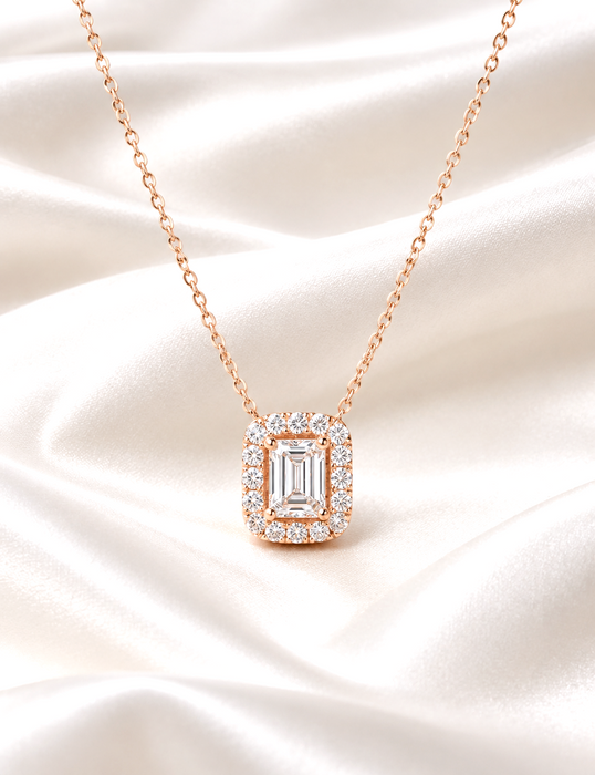 NO BRAND Square Diamond Necklace