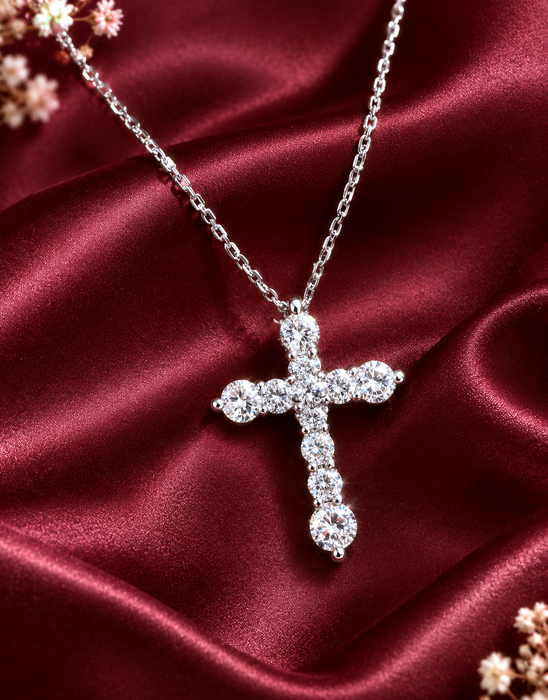 NO BRAND Cross Diamond Necklace