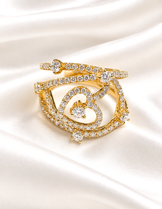 PONTE VECCHIO Heart Ornate Cluster Diamond Ring