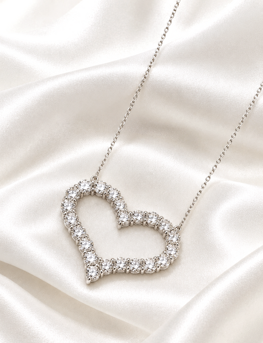 NO BRAND Open Heart Diamond Necklace