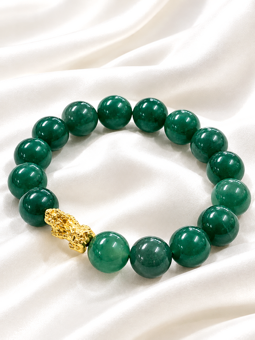 NO BRAND Green Jade Dragon Piyao Bracelet