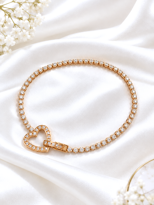NO BRAND Heart Tennis Diamond Bracelet