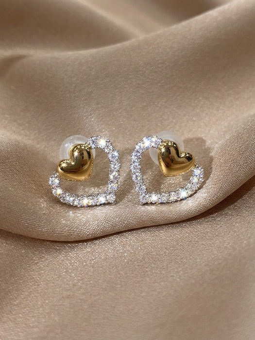 NO BRAND Heart Diamond Earrings