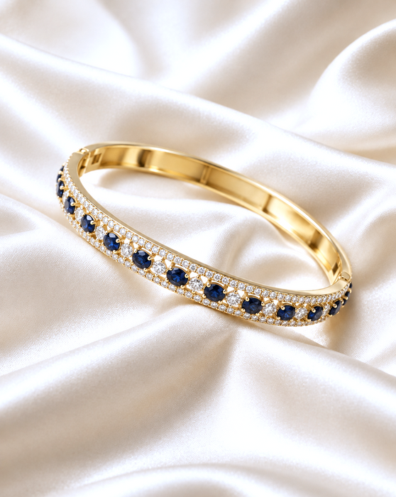 NO BRAND Blue Sapphire & Diamond Bangle